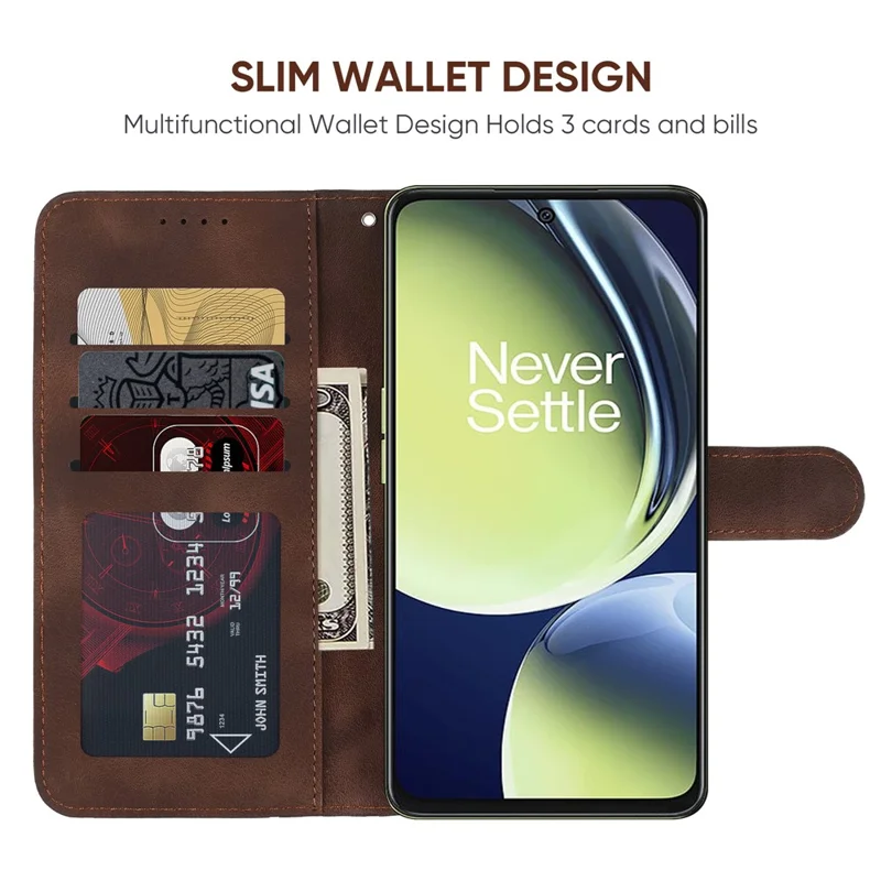 Para el caso de Oppo K11x 5G / OnePlus Nord CE 3 Lite 5G / Nord N30 5G Skin-Touch Lines Imprint Leather Phone Cover - Marrón