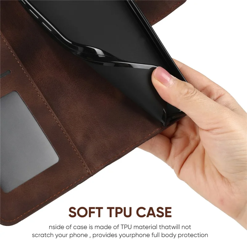 Para el caso de Oppo K11x 5G / OnePlus Nord CE 3 Lite 5G / Nord N30 5G Skin-Touch Lines Imprint Leather Phone Cover - Marrón
