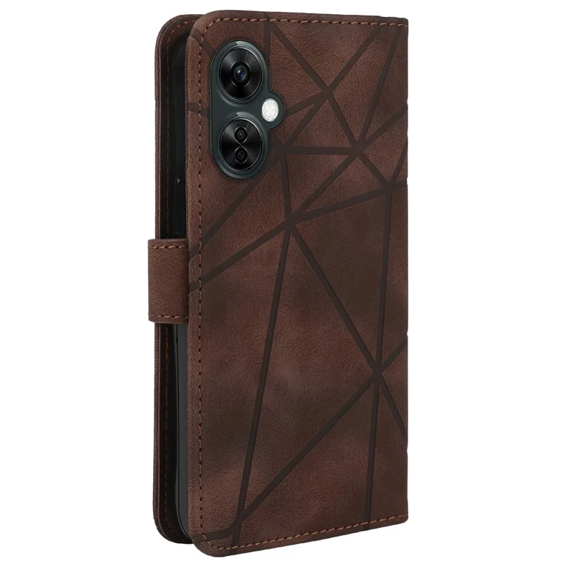 Para el caso de Oppo K11x 5G / OnePlus Nord CE 3 Lite 5G / Nord N30 5G Skin-Touch Lines Imprint Leather Phone Cover - Marrón