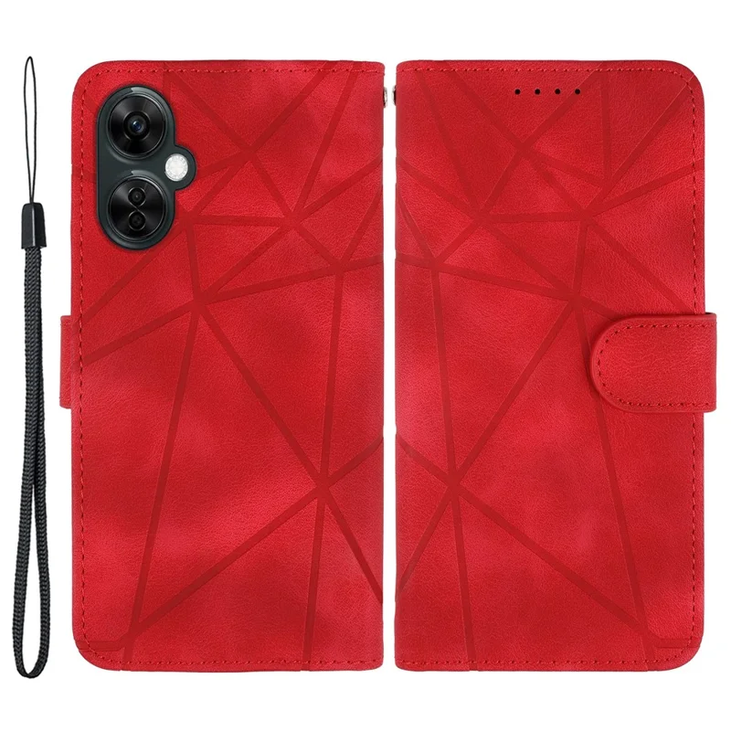 For Oppo K11x 5G / OnePlus Nord CE 3 Lite 5G / Nord N30 5G Case Skin-Touch Lines Imprint Leather Phone Cover - Red