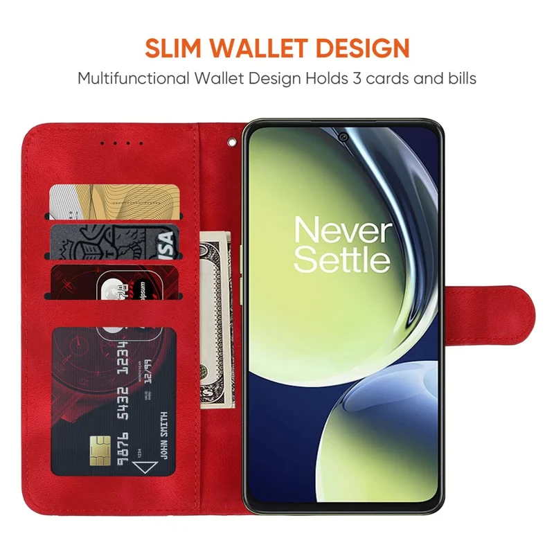 For Oppo K11x 5G / OnePlus Nord CE 3 Lite 5G / Nord N30 5G Case Skin-Touch Lines Imprint Leather Phone Cover - Red