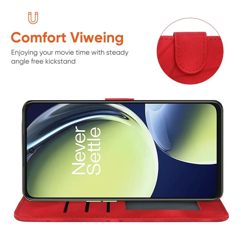 For Oppo K11x 5G / OnePlus Nord CE 3 Lite 5G / Nord N30 5G Case Skin-Touch Lines Imprint Leather Phone Cover - Red