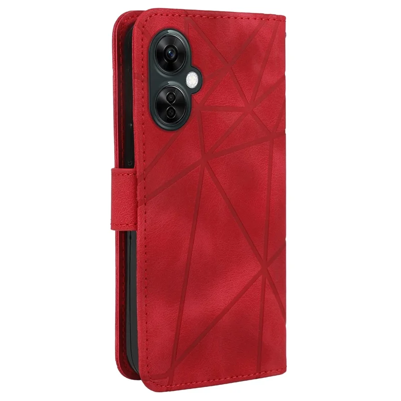 For Oppo K11x 5G / OnePlus Nord CE 3 Lite 5G / Nord N30 5G Case Skin-Touch Lines Imprint Leather Phone Cover - Red