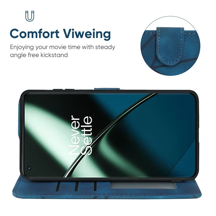 Para OnePlus 11 5G Case Line Imprinted Wallet Leather Phone Cover - Azul