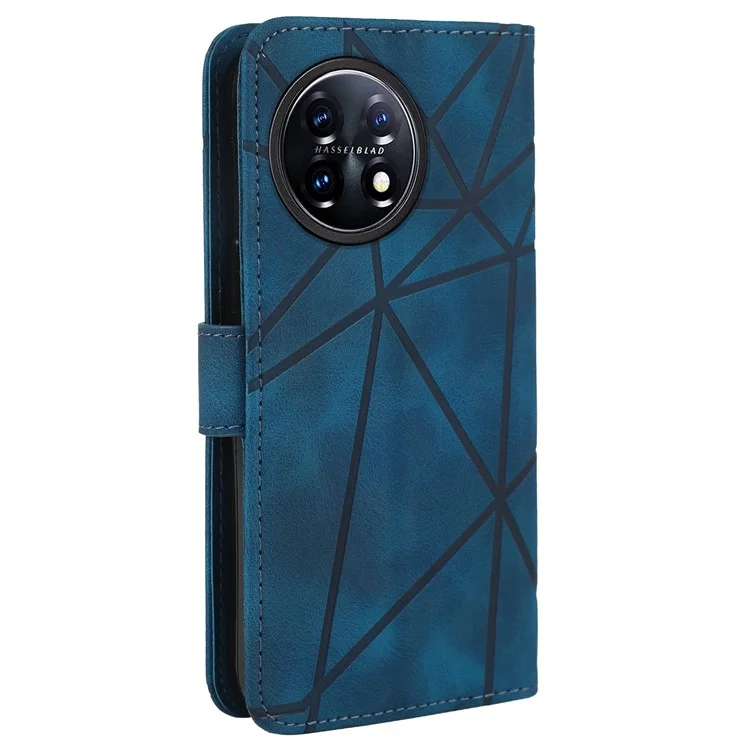 Para OnePlus 11 5G Case Line Imprinted Wallet Leather Phone Cover - Azul