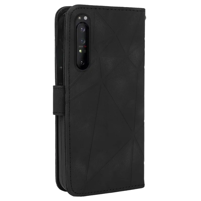 Для Sony Xperia 1 IV 5G Чехол с линейным узором, кожаный чехол для телефона с магнитной застежкой-подставкой - черный