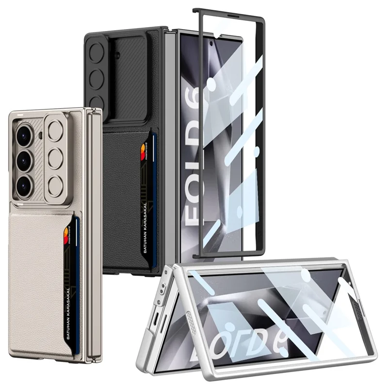 GKK Для Samsung Galaxy Z Folt6 5G Держатель Card Держатель Card Cople Cheple с Измельченной Стеклянной Пленкой - Титановый Серый
