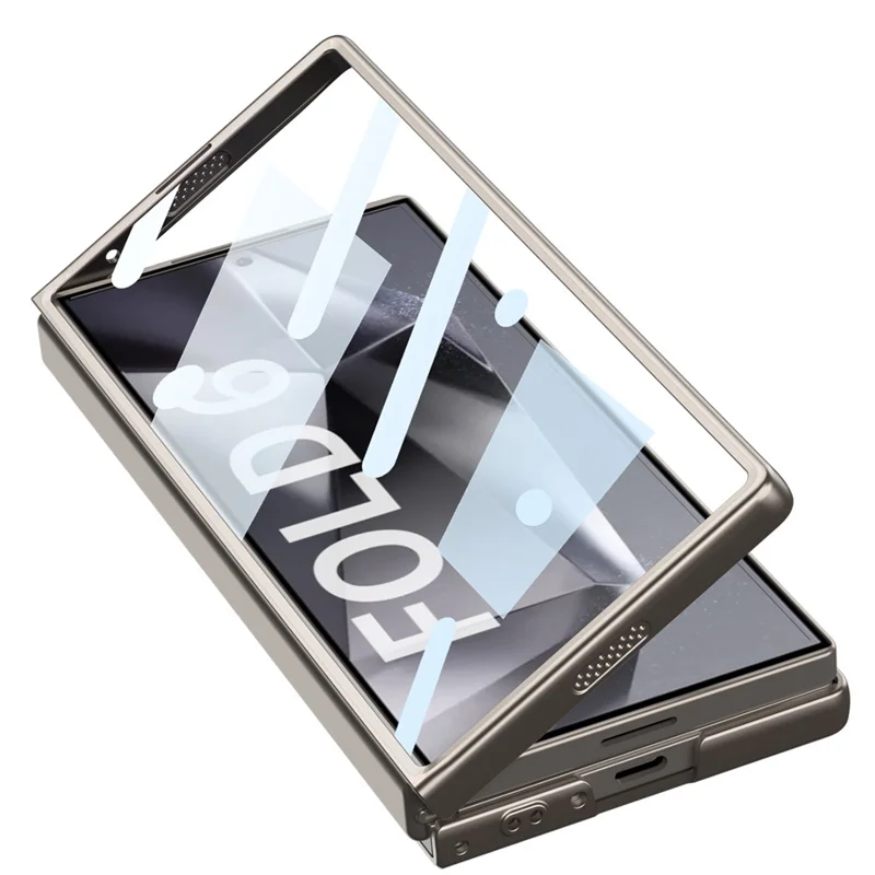GKK Для Samsung Galaxy Z Folt6 5G Держатель Card Держатель Card Cople Cheple с Измельченной Стеклянной Пленкой - Титановый Серый
