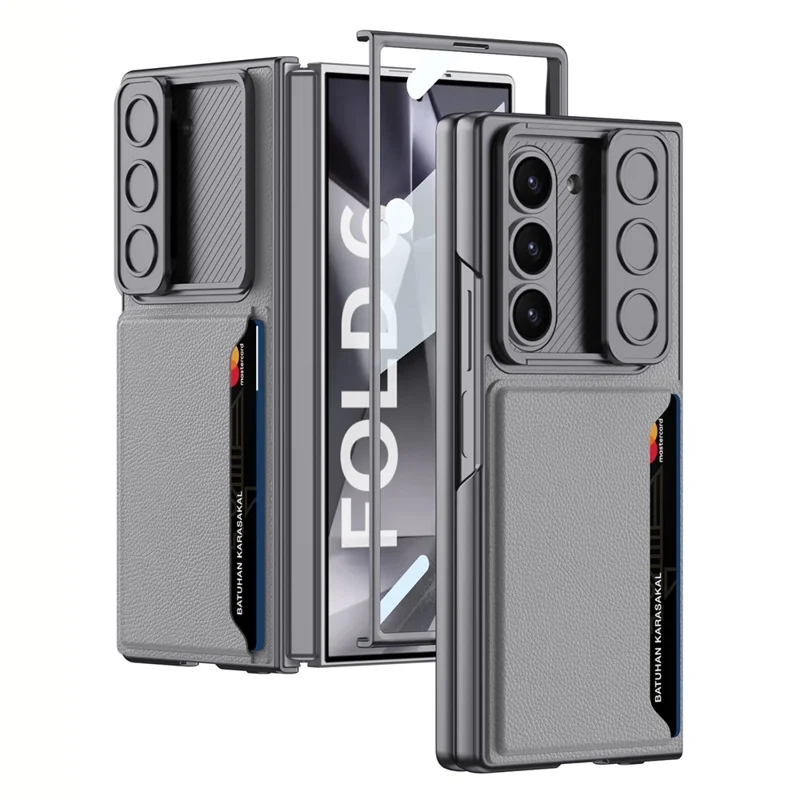 GKK Per Samsung Galaxy Z Fold6 Copertina Del Supporto Per Supporto Per Scheda Case 5G Con Pellicola in Vetro Temperato - Grigio