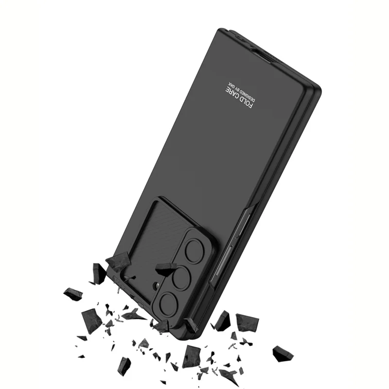 GKK For Samsung Galaxy Z Fold6 5G Case Slim-Fit Lens Guard Phone Cover with Tempered Glass Film - Black