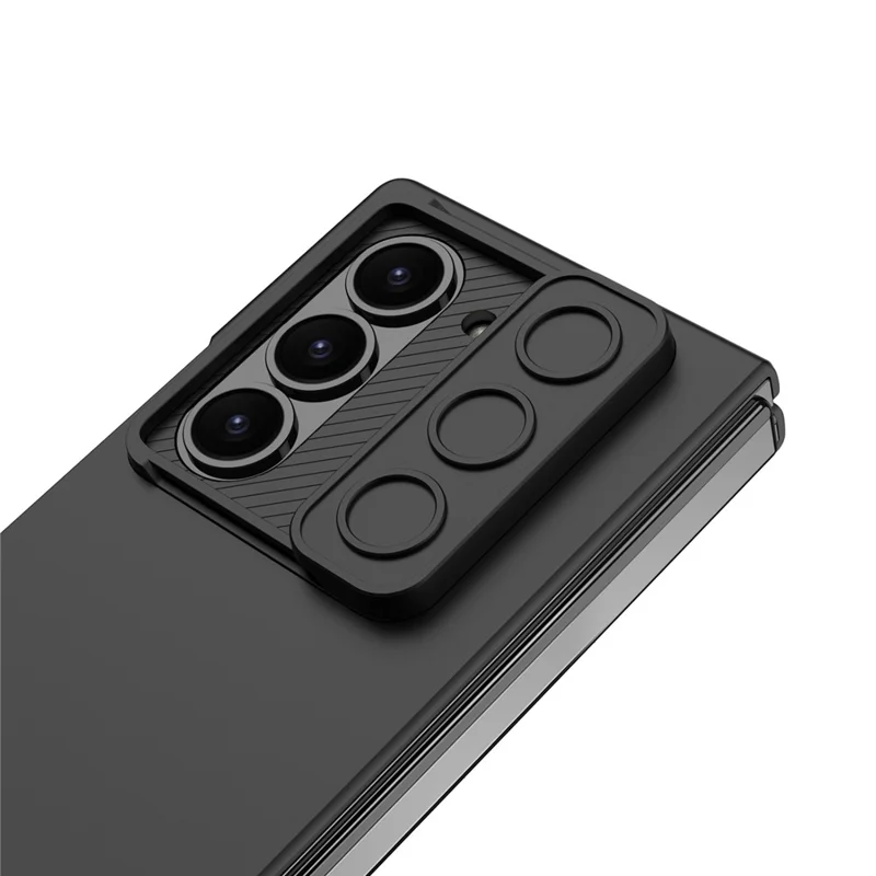 GKK For Samsung Galaxy Z Fold6 5G Case Slim-Fit Lens Guard Phone Cover with Tempered Glass Film - Black