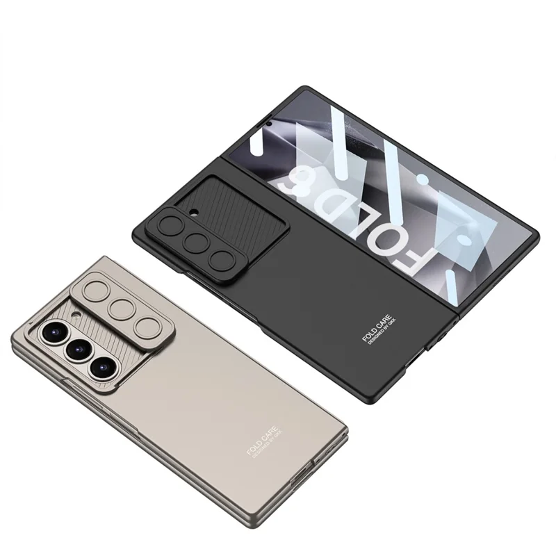 GKK For Samsung Galaxy Z Fold6 5G Case Slim-Fit Lens Guard Phone Cover with Tempered Glass Film - Black
