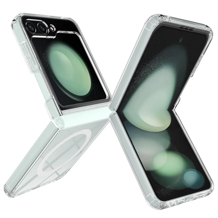 Para Samsung Galaxy Z Flip6 5G Case Compatível com MagSafe TPU+Capa Transparente de Acrílico
