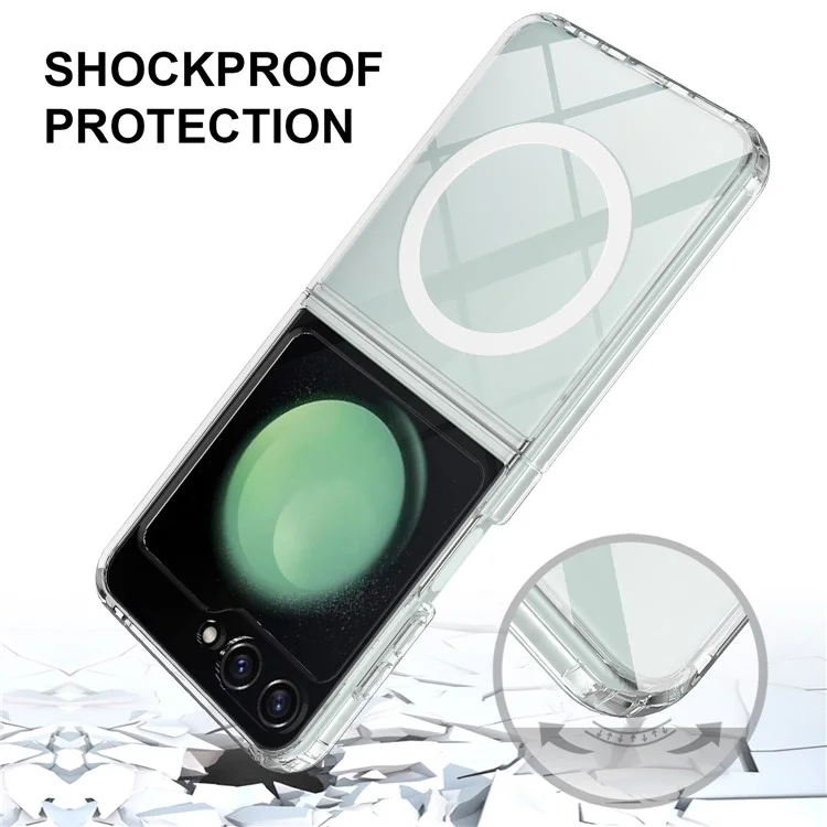 Para Samsung Galaxy Z Flip6 5G Case Compatível com MagSafe TPU+Capa Transparente de Acrílico