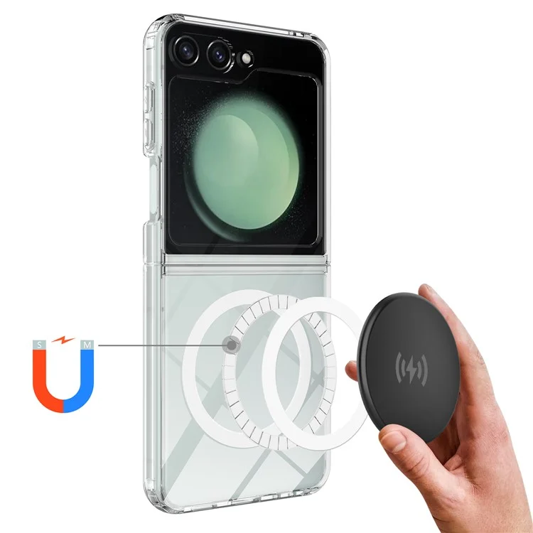 Para Samsung Galaxy Z Flip6 5G Case Compatível com MagSafe TPU+Capa Transparente de Acrílico