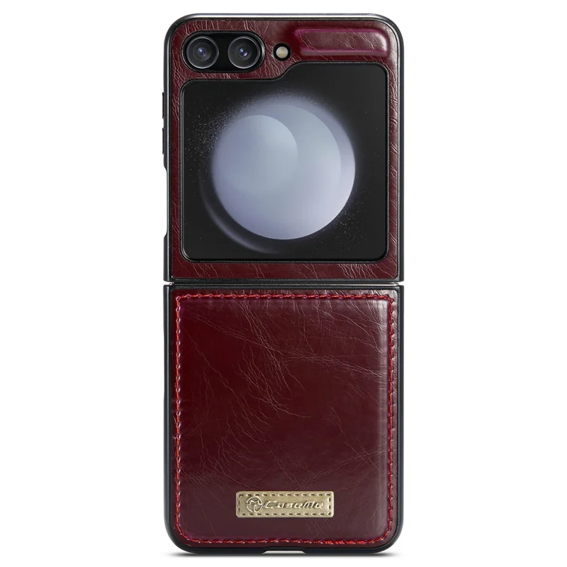 CASEME 003 Series For Samsung Galaxy Z Flip5 5G Case Leather Phone Cover Oil Wax Crazy Horse Texture - Wine Red
