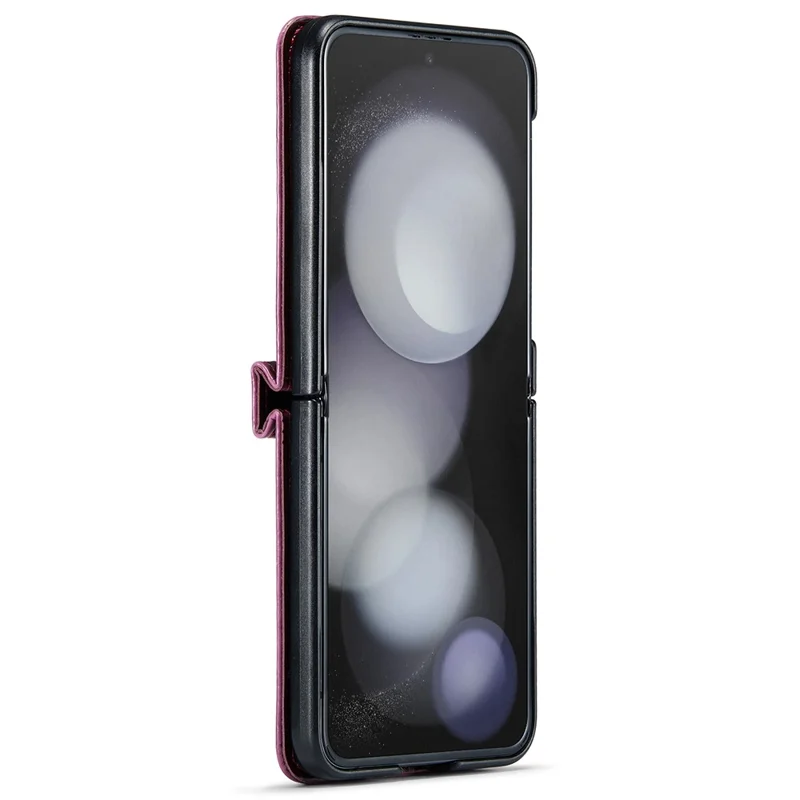 CASEME 003 Serie per Samsung Galaxy Z Flip5 5G Custodia in Pelle Copertina per Telefono con Anello Supporto - Rosso Vino