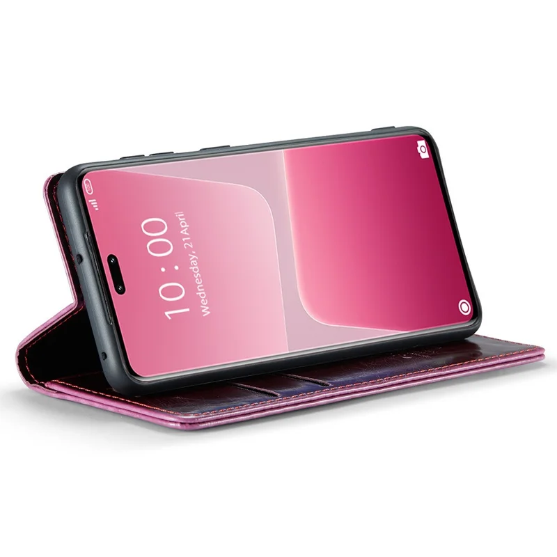 CASEME 003 Series para Xiaomi 13 Lite / Civi 2 5G Capa de Telefone Textura de Couro de Cavalo Louco Flip Cover - Vinho Tinto