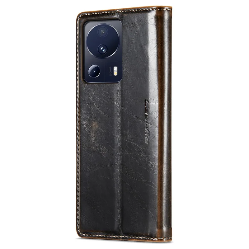 CASEME 003 Series Para Xiaomi 13 Lite / Civi 2 5G Funda de Teléfono Textura de Cuero Crazy Horse Tapa Abatible - Café