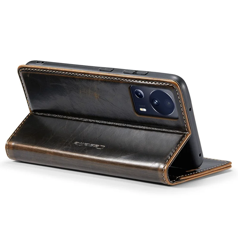 CASEME 003 Series Para Xiaomi 13 Lite / Civi 2 5G Funda de Teléfono Textura de Cuero Crazy Horse Tapa Abatible - Café