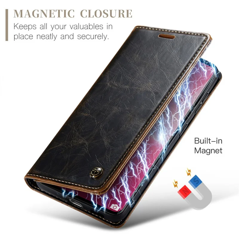 CASEME 003 Series Para Xiaomi 13 Lite / Civi 2 5G Funda de Teléfono Textura de Cuero Crazy Horse Tapa Abatible - Café