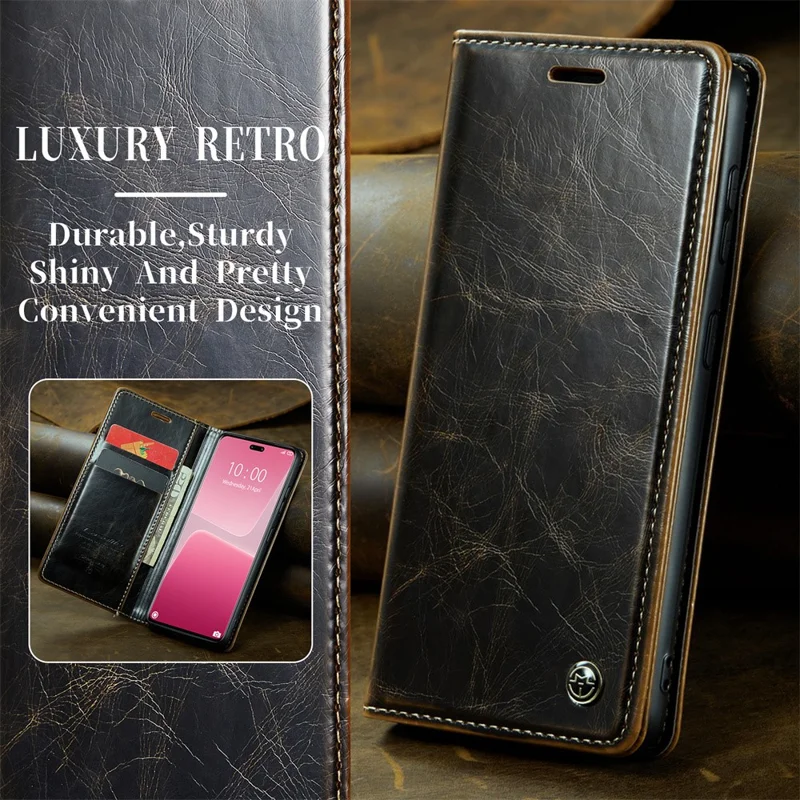 CASEME 003 Series Para Xiaomi 13 Lite / Civi 2 5G Funda de Teléfono Textura de Cuero Crazy Horse Tapa Abatible - Café