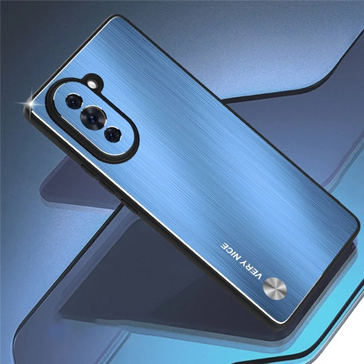 Pour Huawei Nova 10 4G Brossed Surface Anti-drop Phone Case TPU Frame TPU Aluminium Alliag Court - Bleu