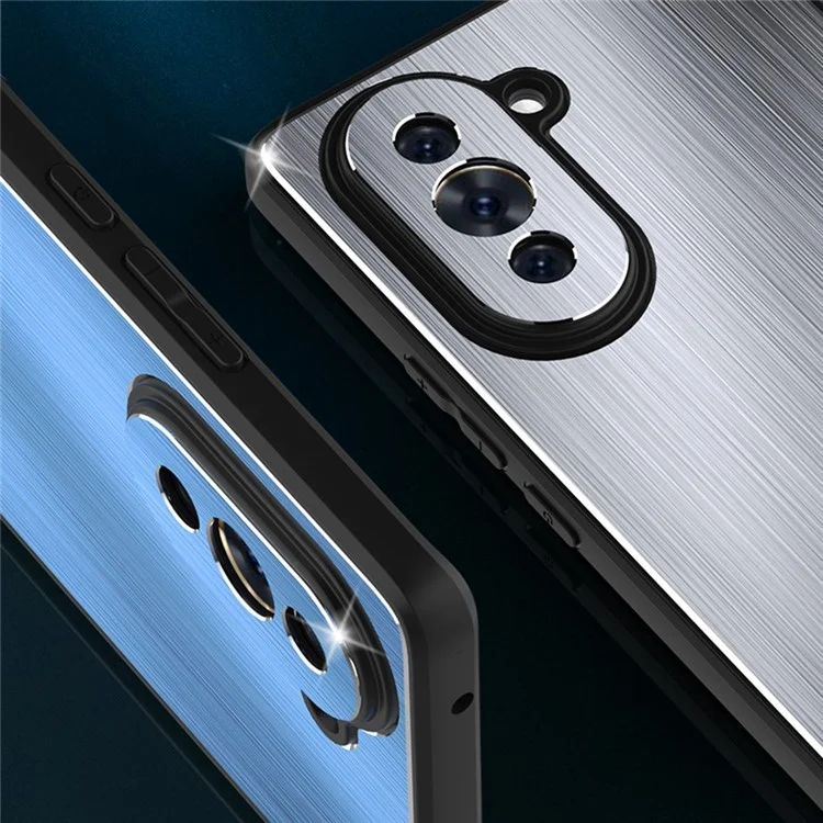 For Huawei nova 10 4G Brushed Surface Anti-drop Phone Case TPU Frame Aluminium Alloy Back Cover - Silver