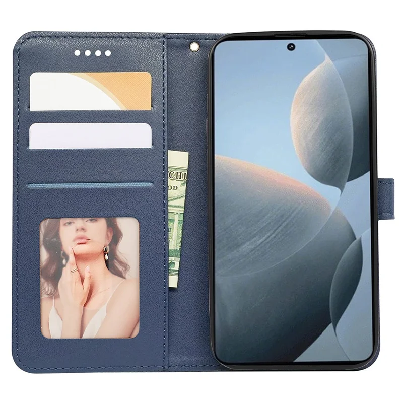 Para Xiaomi Poco F6 Pro 5G / Redmi K70 5G / K70 Pro 5G Caixa Cubic Grid Leather Wallet Phone Cover - Azul