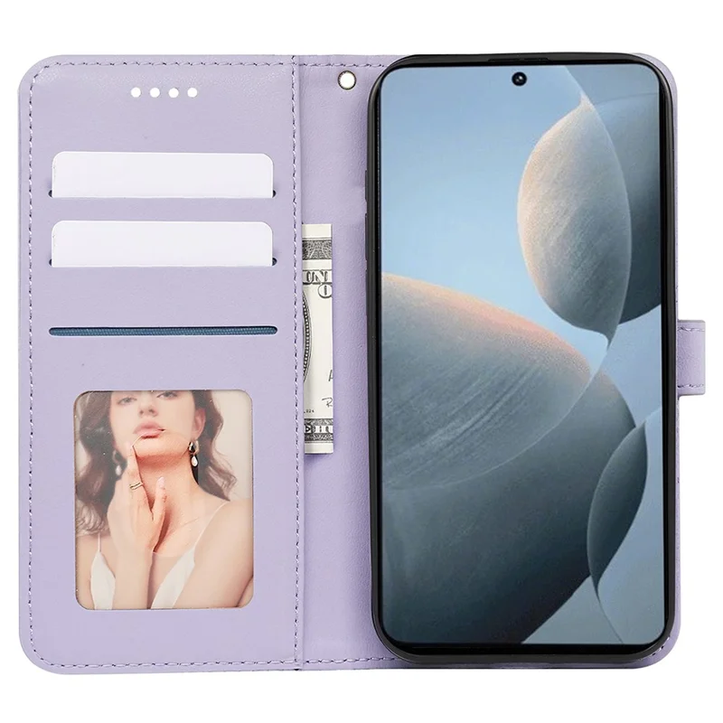 Per Xiaomi Poco F6 Pro 5G / Redmi K70 5G / K70 Pro 5G Custodia Cubic Grid Leather Wallet Phone Cover - Viola