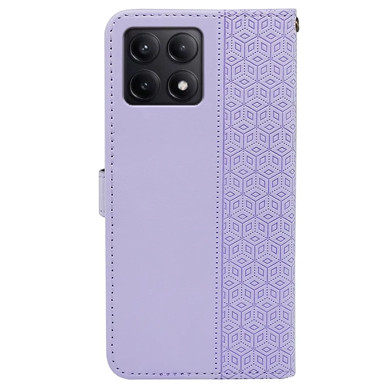 Per Xiaomi Poco F6 Pro 5G / Redmi K70 5G / K70 Pro 5G Custodia Cubic Grid Leather Wallet Phone Cover - Viola