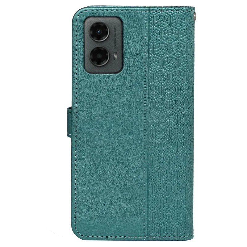 For Motorola Moto G 5G (2024) Case PU Leather Cellphone Protective Cover Cubic Grid Pattern - Green