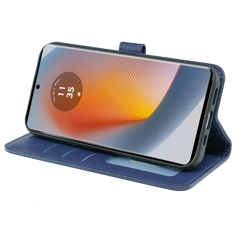 For Motorola Edge 50 Fusion 5G Case PU Leather Cubic Grid Phone Cover - Blue