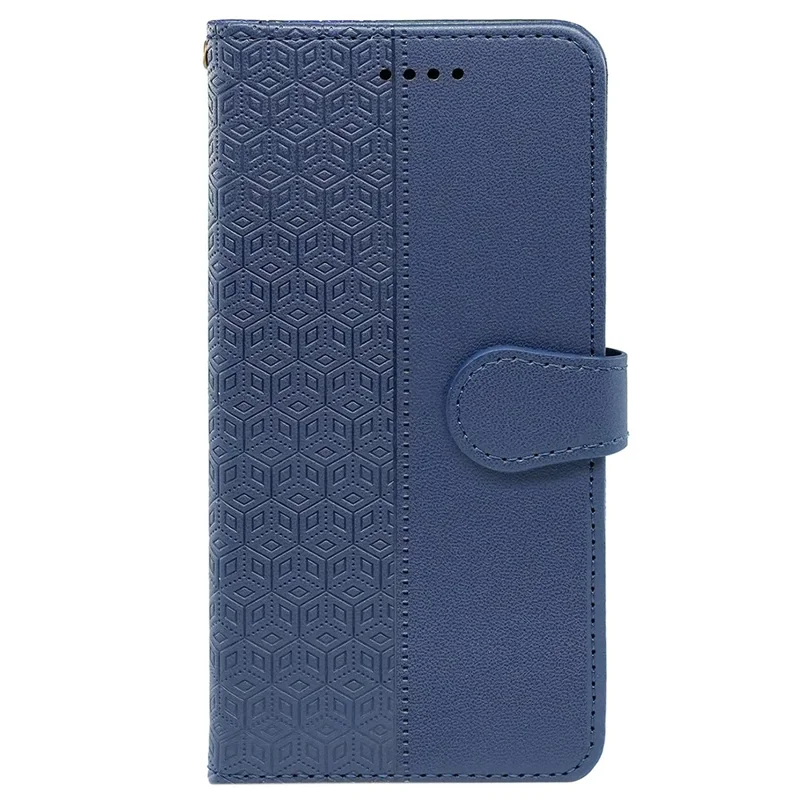 For Motorola Edge 50 Fusion 5G Case PU Leather Cubic Grid Phone Cover - Blue