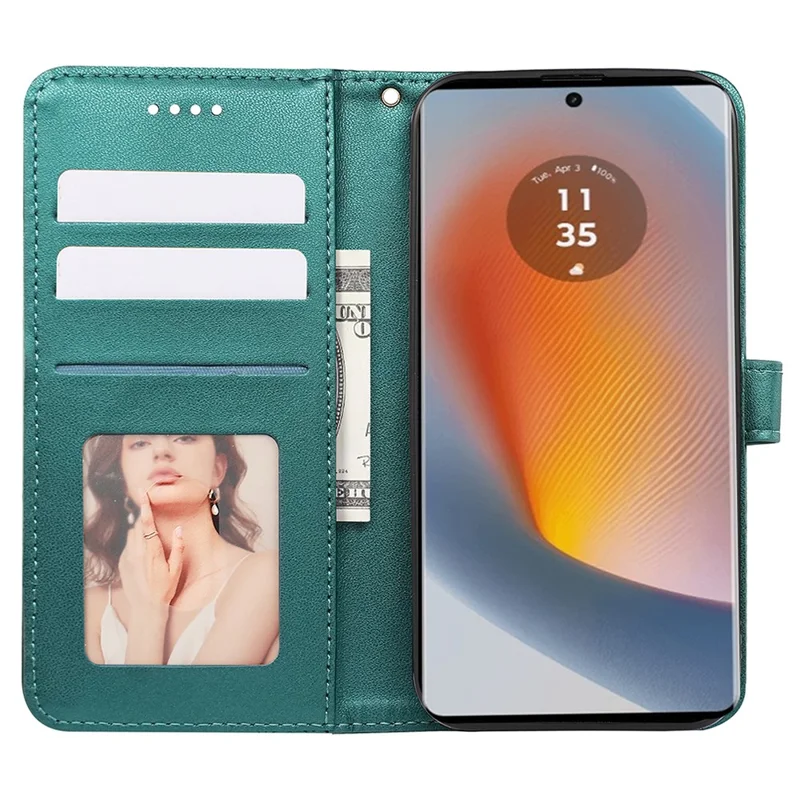 Für Motorola Edge 50 Fusion 5G-Hülle PU-Leder Kubisches Gitter Handyhülle - Grün