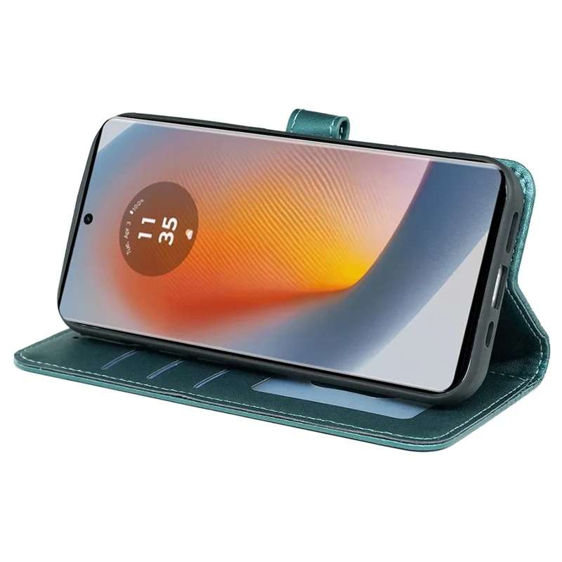Für Motorola Edge 50 Fusion 5G-Hülle PU-Leder Kubisches Gitter Handyhülle - Grün