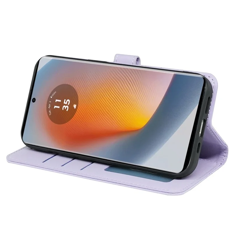 Pour Motorola Edge 50 Fusion 5G Étui PU Cuir Grille Cubique Couverture de Téléphone - Violet