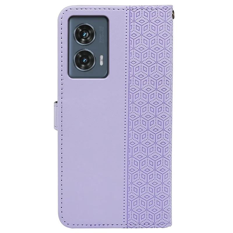 Pour Motorola Edge 50 Fusion 5G Étui PU Cuir Grille Cubique Couverture de Téléphone - Violet