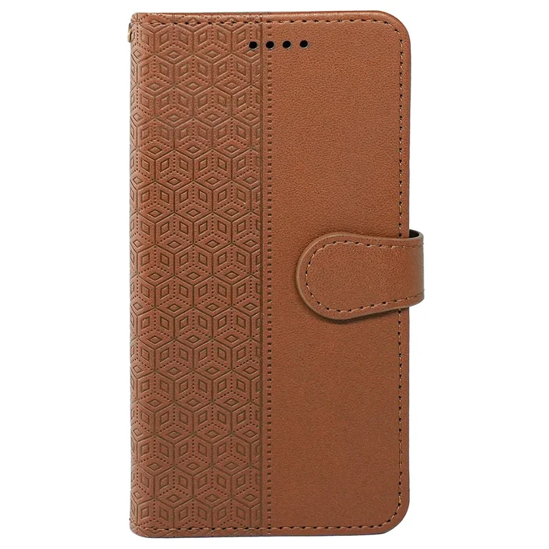 For Motorola Edge 50 Fusion 5G Case PU Leather Cubic Grid Phone Cover - Brown