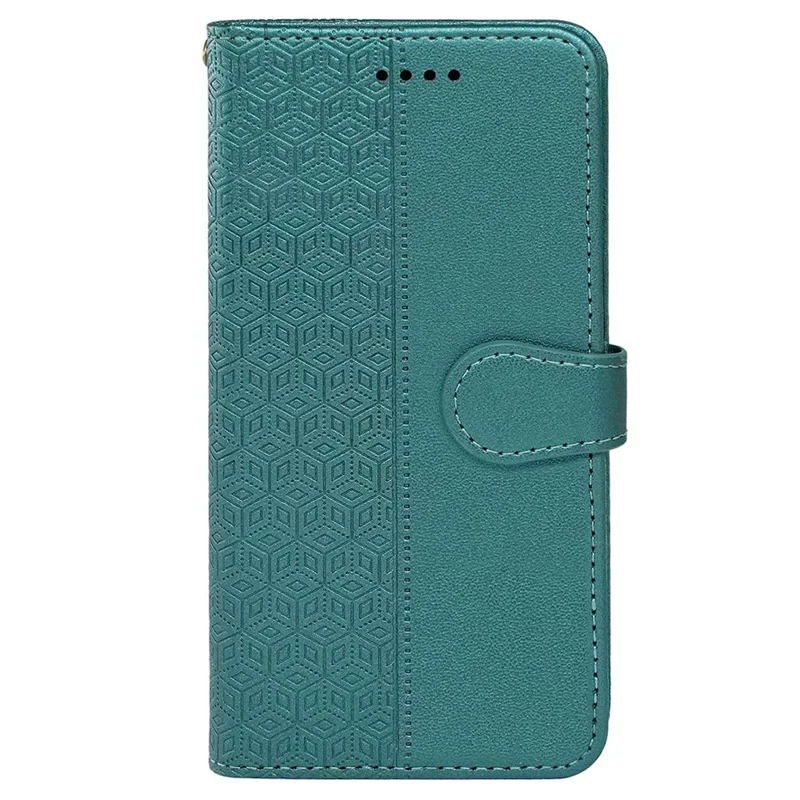 For Honor 200 Lite Case Cubic Grid Pattern Card Slots Wallet Leather Phone Cover - Green