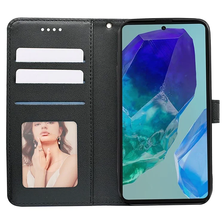 Для Samsung Galaxy M55 5G / C55 5G / F55 5G Чехол-кошелек с кубическим сетчатым рисунком, кожаный чехол для телефона - черный