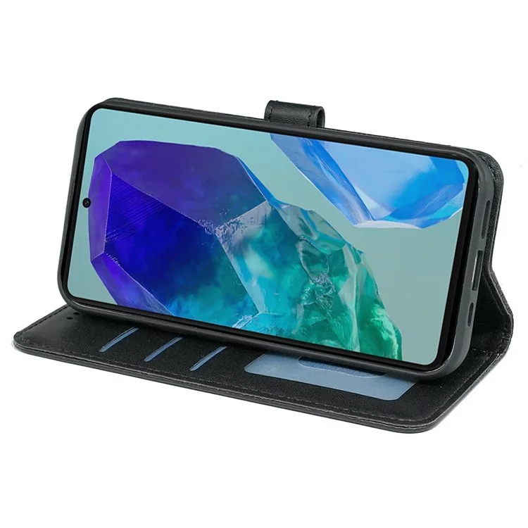 Для Samsung Galaxy M55 5G / C55 5G / F55 5G Чехол-кошелек с кубическим сетчатым рисунком, кожаный чехол для телефона - черный