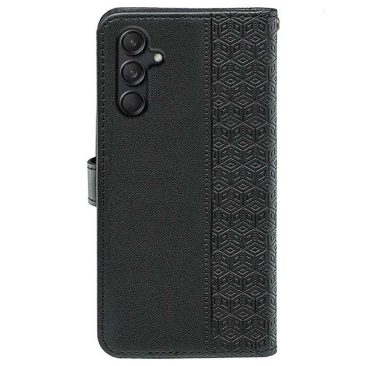 Для Samsung Galaxy M55 5G / C55 5G / F55 5G Чехол-кошелек с кубическим сетчатым рисунком, кожаный чехол для телефона - черный