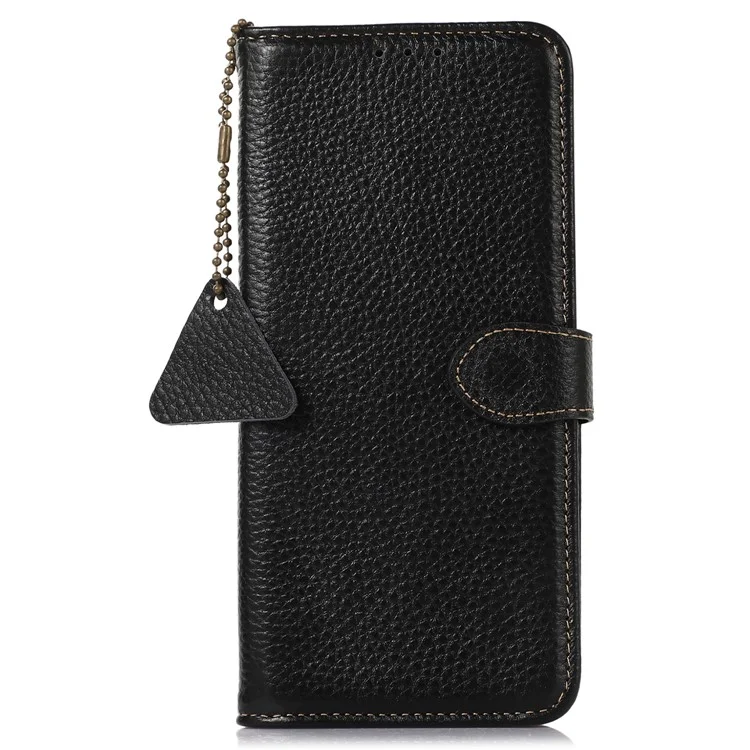 Para Xiaomi Poco F6 Pro 5G / Redmi K70 5G / K70 Pro 5G Case RFID Blocking Genuine Cow Leather Phone Cover - Black
