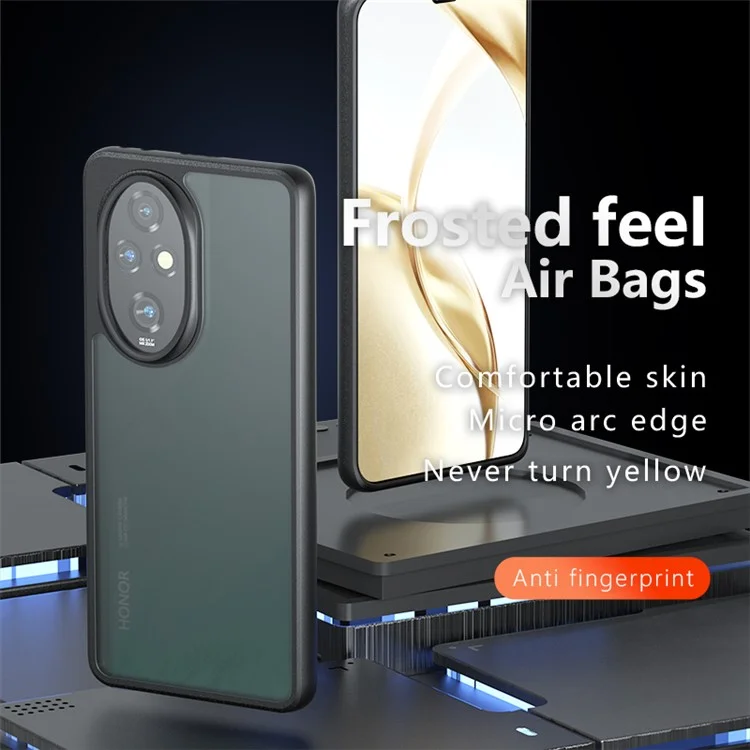 For Honor 200 5G Case TPU+PC Matte Skin-Touch Phone Cover - Transparent Black