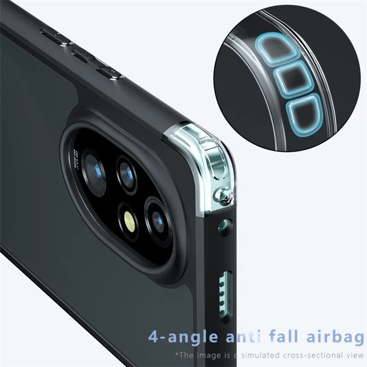 For Honor 200 5G Case TPU+PC Matte Skin-Touch Phone Cover - Transparent Black