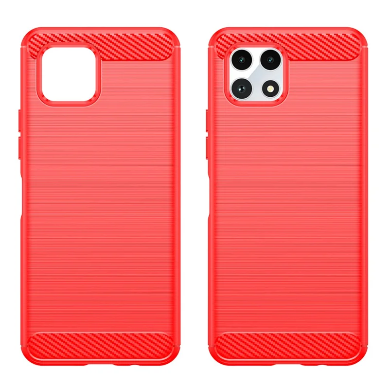 For T-Mobile REVVL 7 Case Carbon Fiber Texture Soft TPU Mobile Phone Cover - Red
