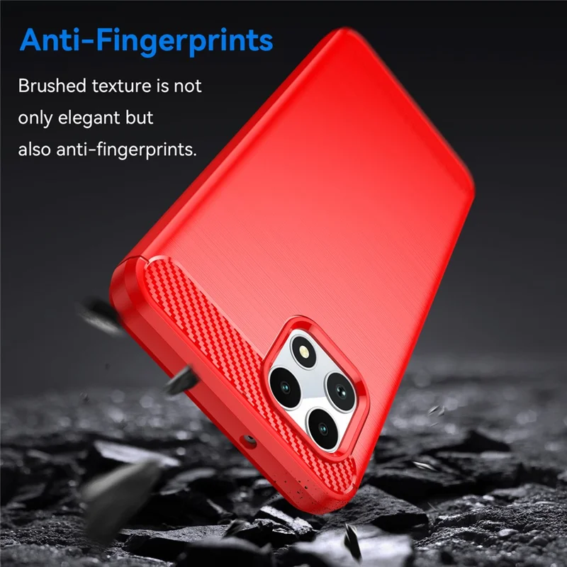For T-Mobile REVVL 7 Case Carbon Fiber Texture Soft TPU Mobile Phone Cover - Red
