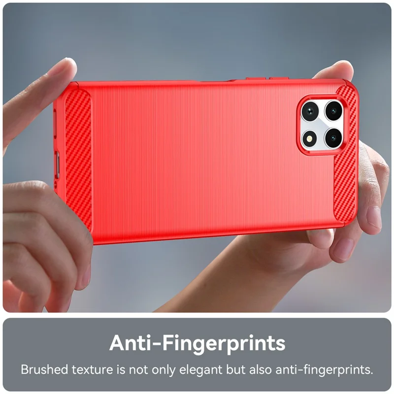 For T-Mobile REVVL 7 Case Carbon Fiber Texture Soft TPU Mobile Phone Cover - Red