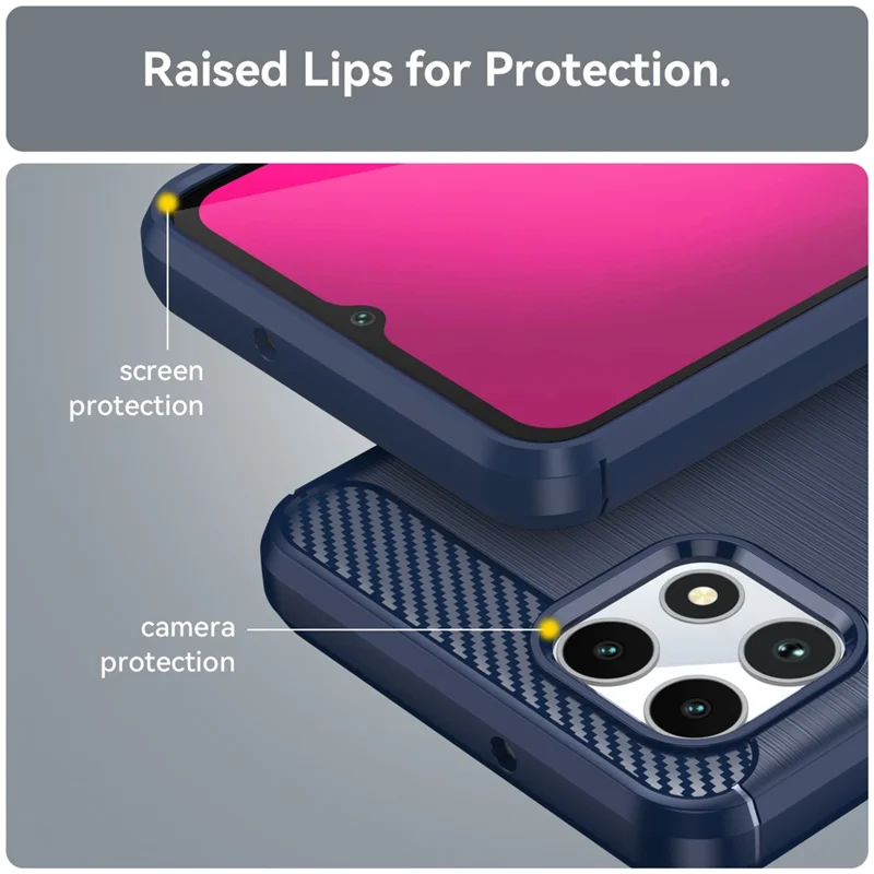 For T-Mobile REVVL 7 Case Carbon Fiber Texture Soft TPU Mobile Phone Cover - Blue